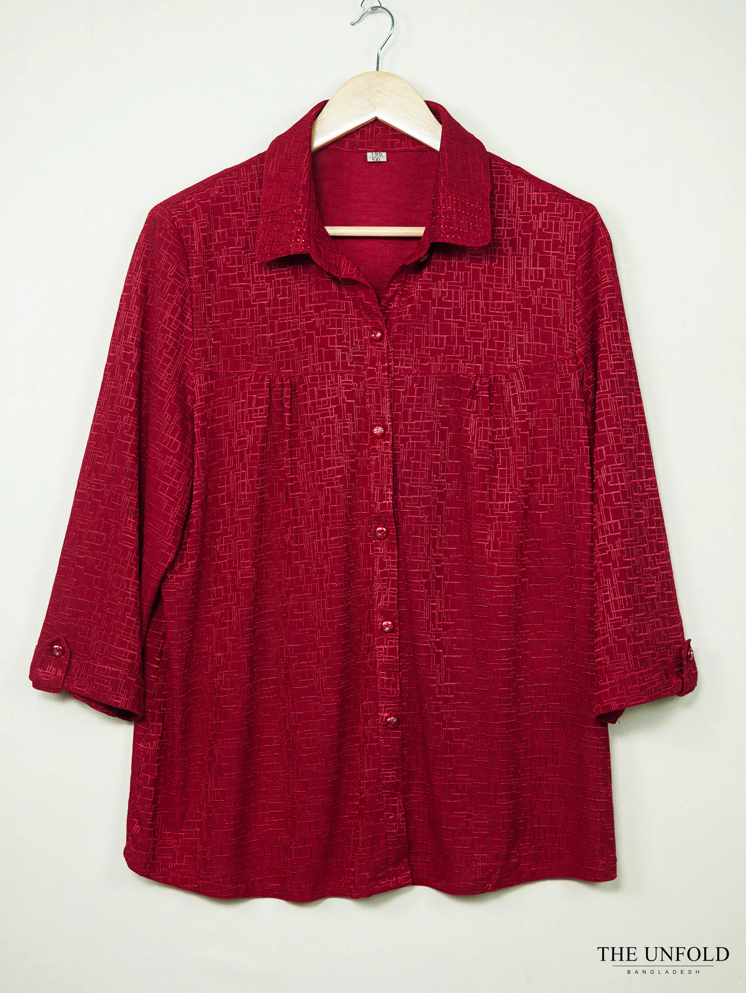 Red Textured Women Casual Tops