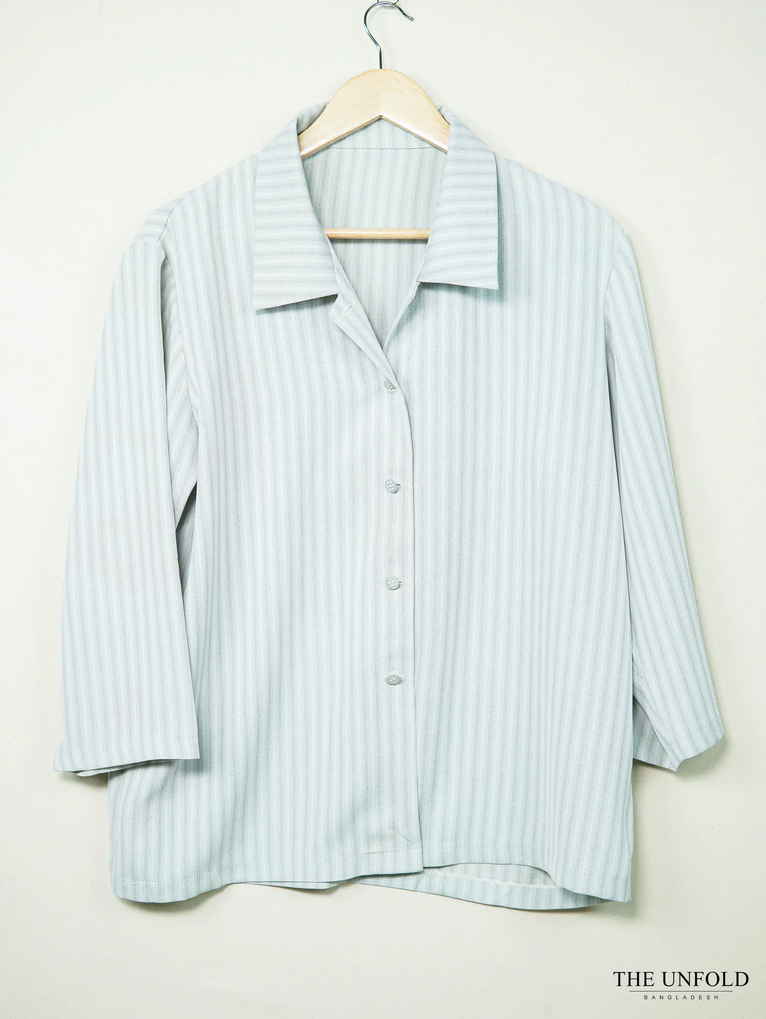 Women Light Blue Striped Shirt
