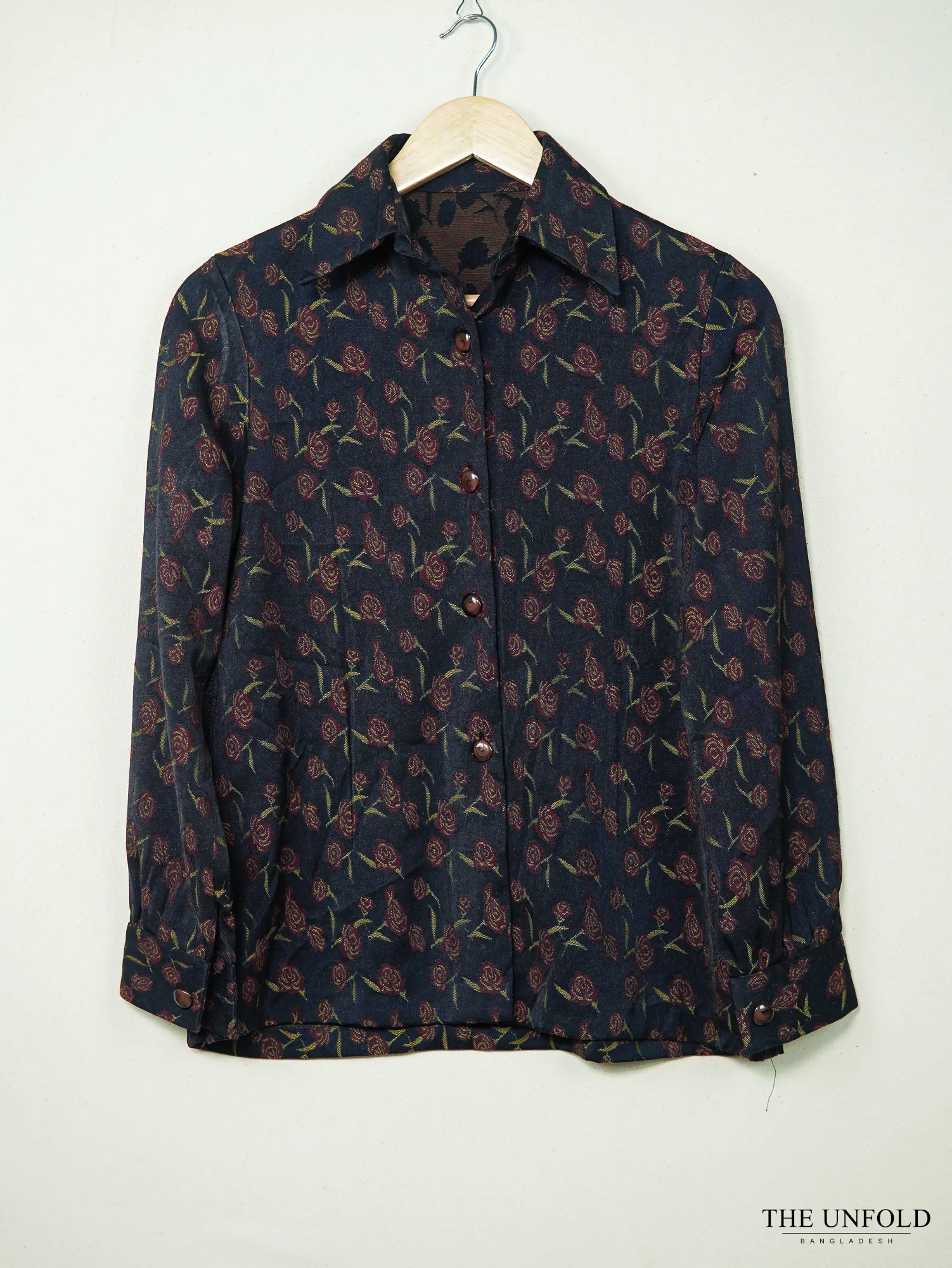 Women Navy Floral Print Casual Shirt