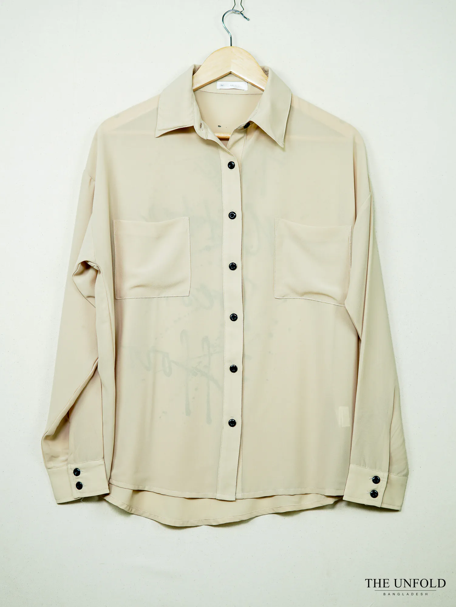 Cream Color Button-Down Women Shirt