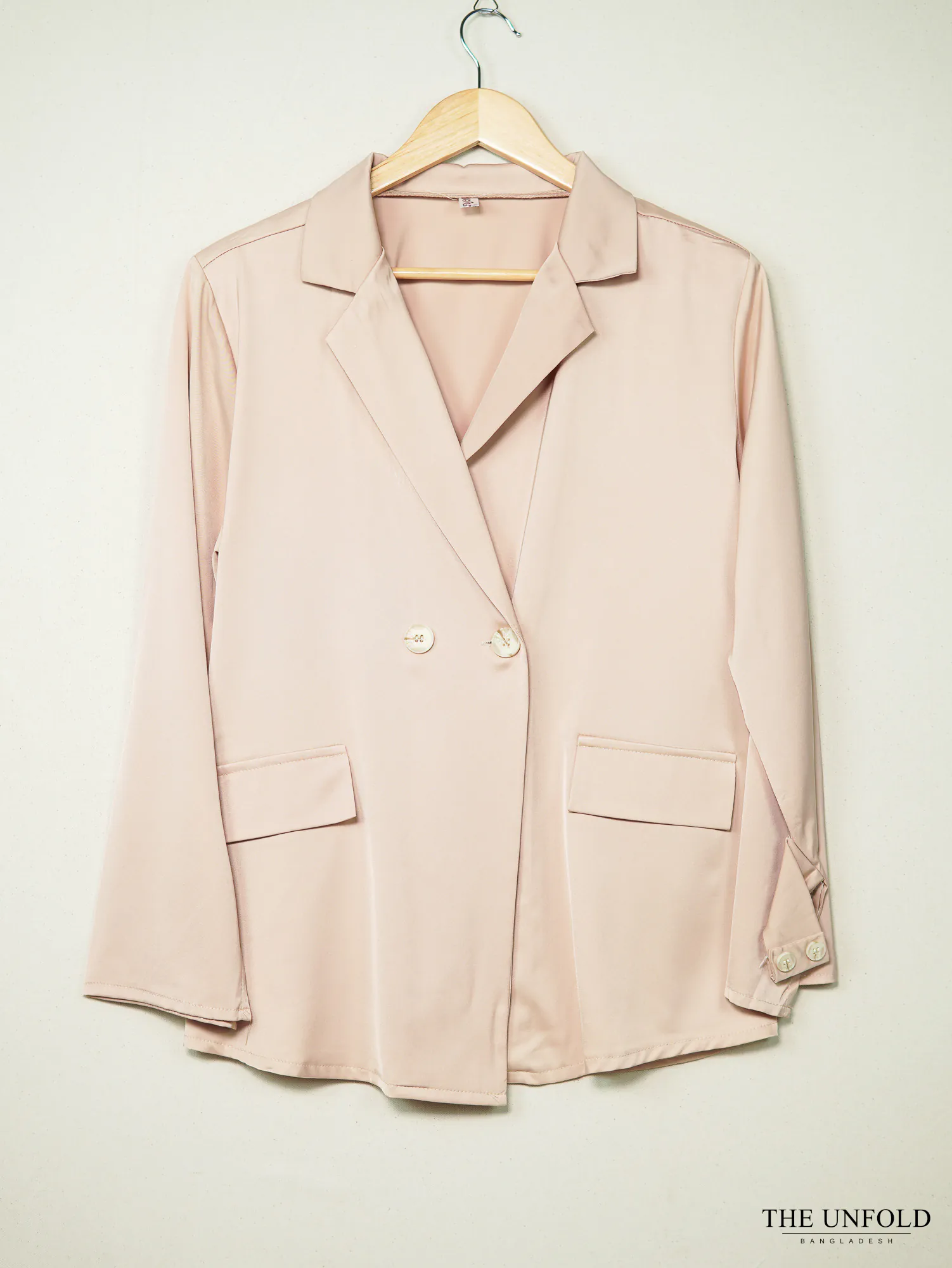 Blush Pink Lightweight Double-Breasted Blazer