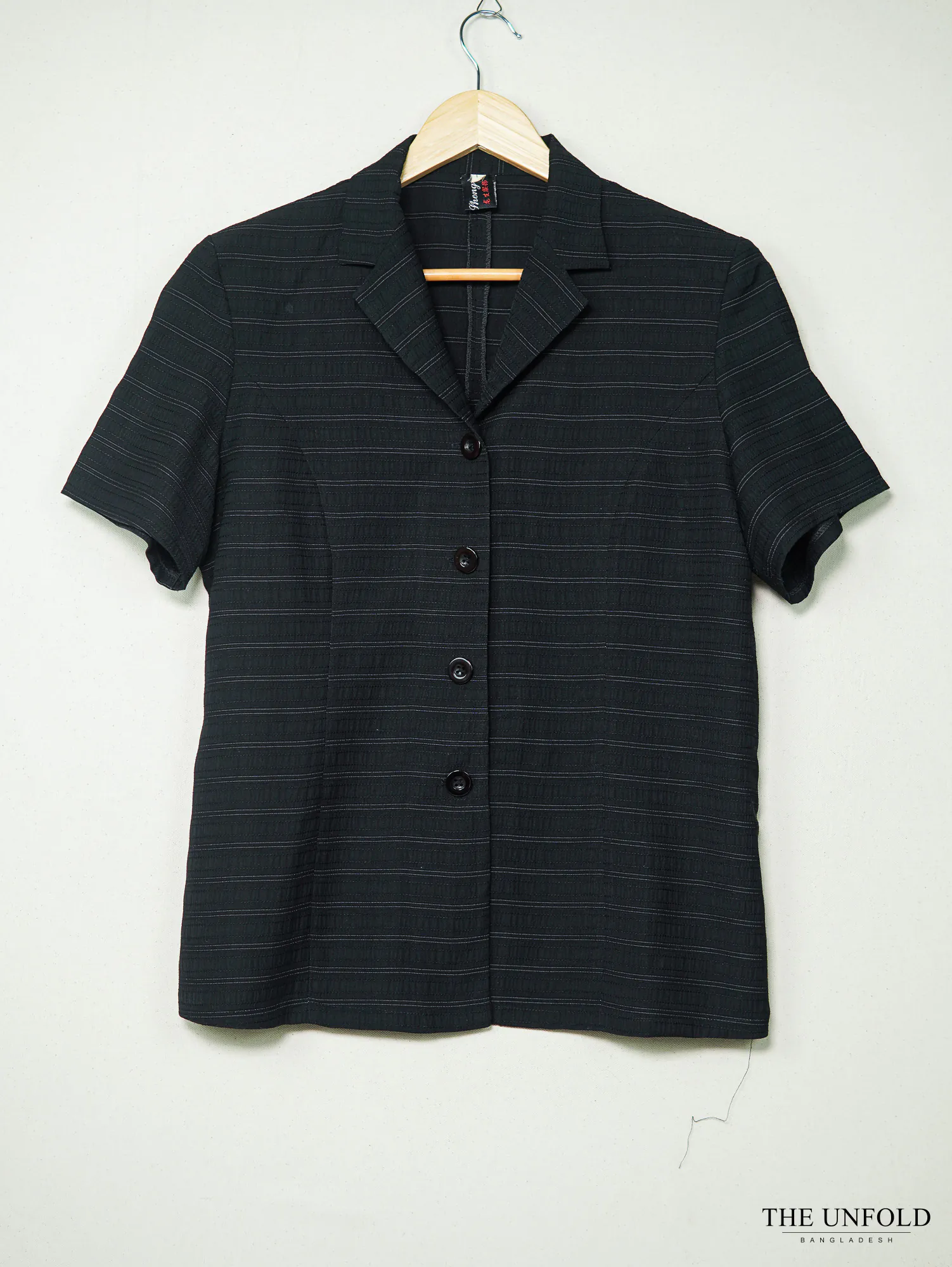 Black Pinstripe Short-Sleeve Blazer