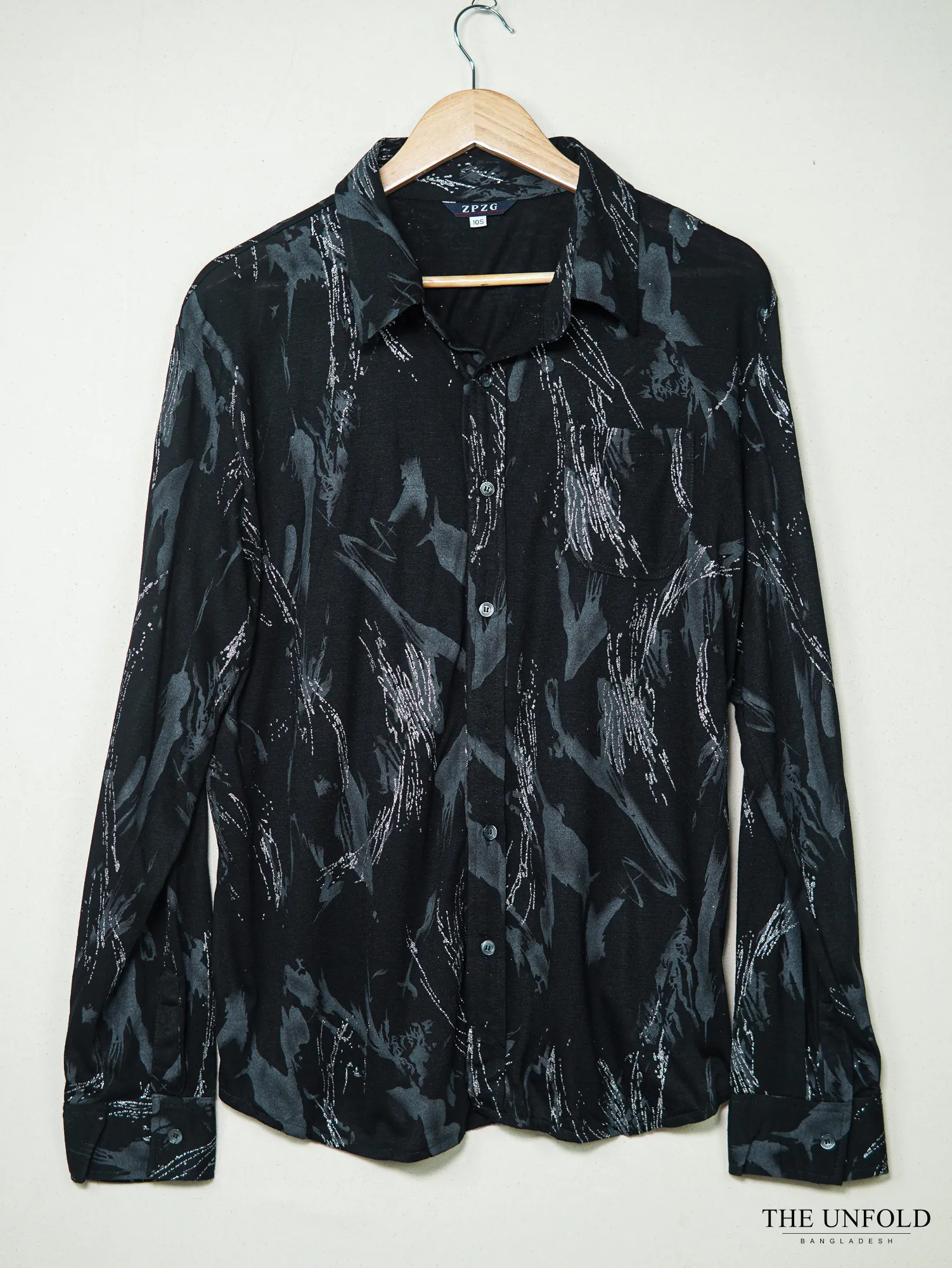 Women's Black Printed Button-Up Shirt