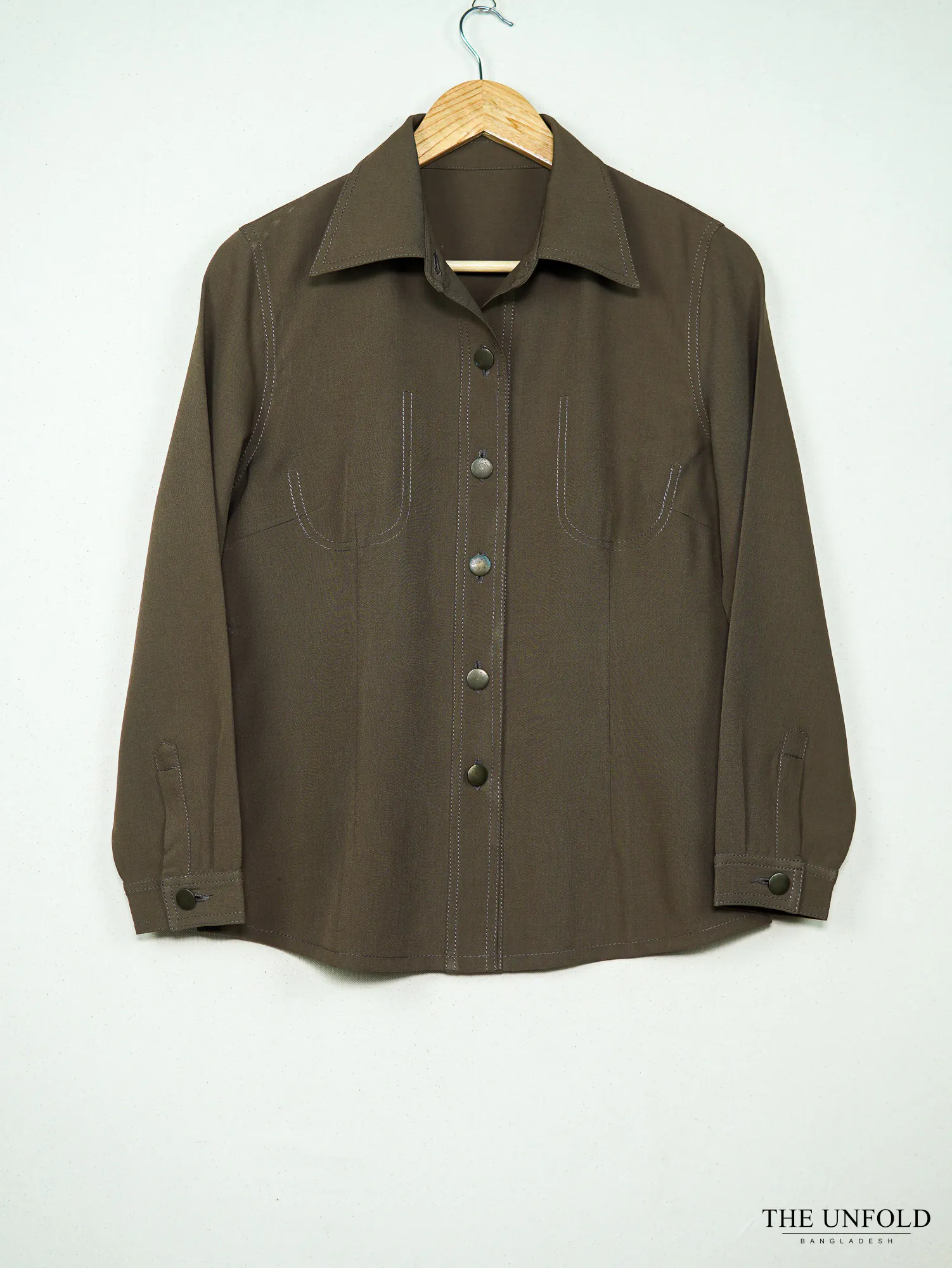 Women's Olive Green Utility Button-Up Shirt