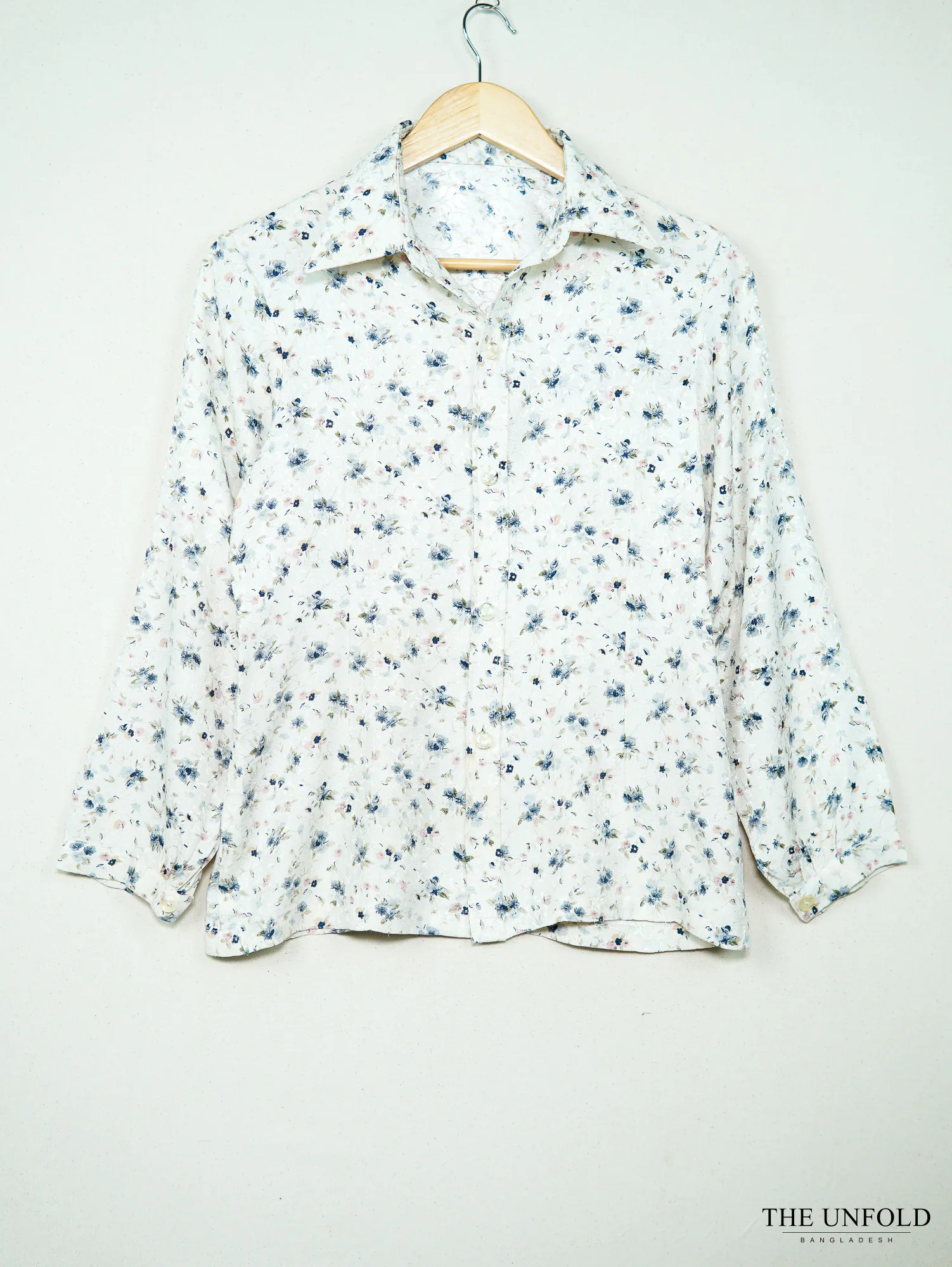 Women's White Floral Button-Up Shirt