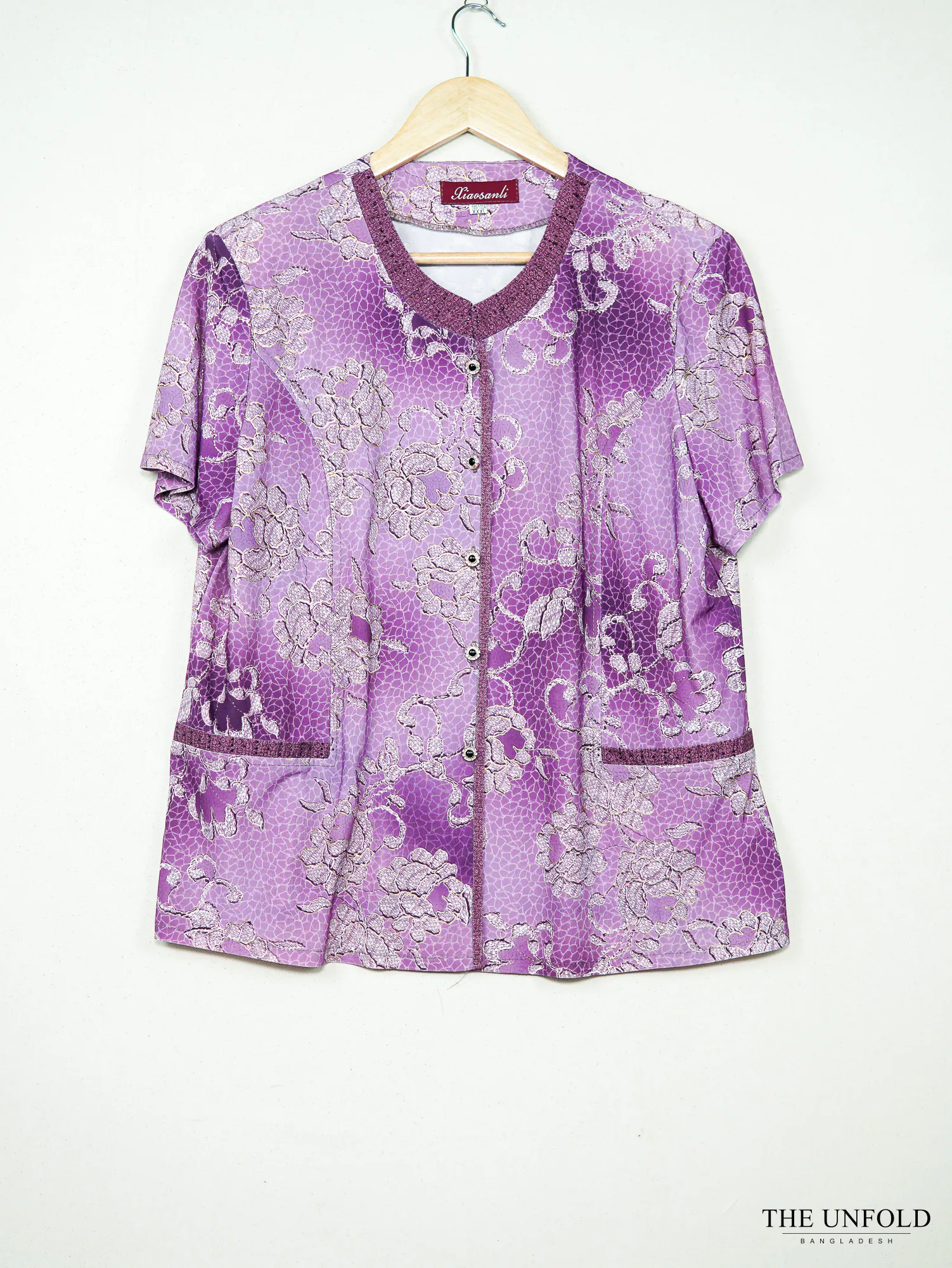 Women's Purple Printed Short Sleeve Top