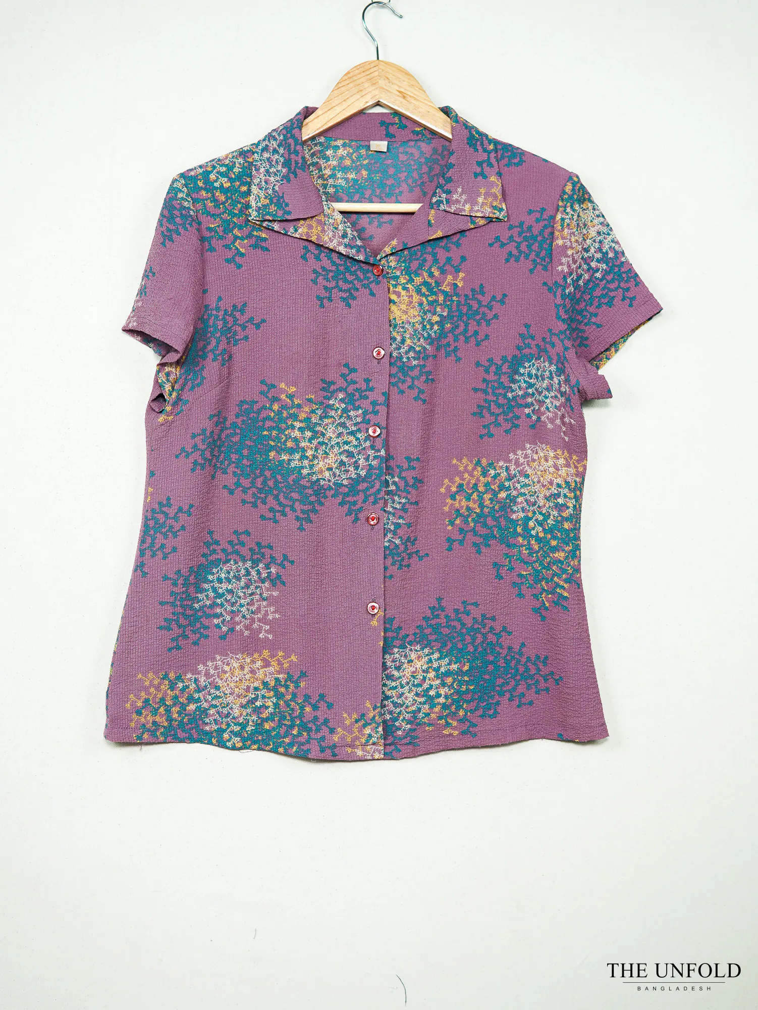 Women's Mauve Printed Short-Sleeve Button-Front Shirt