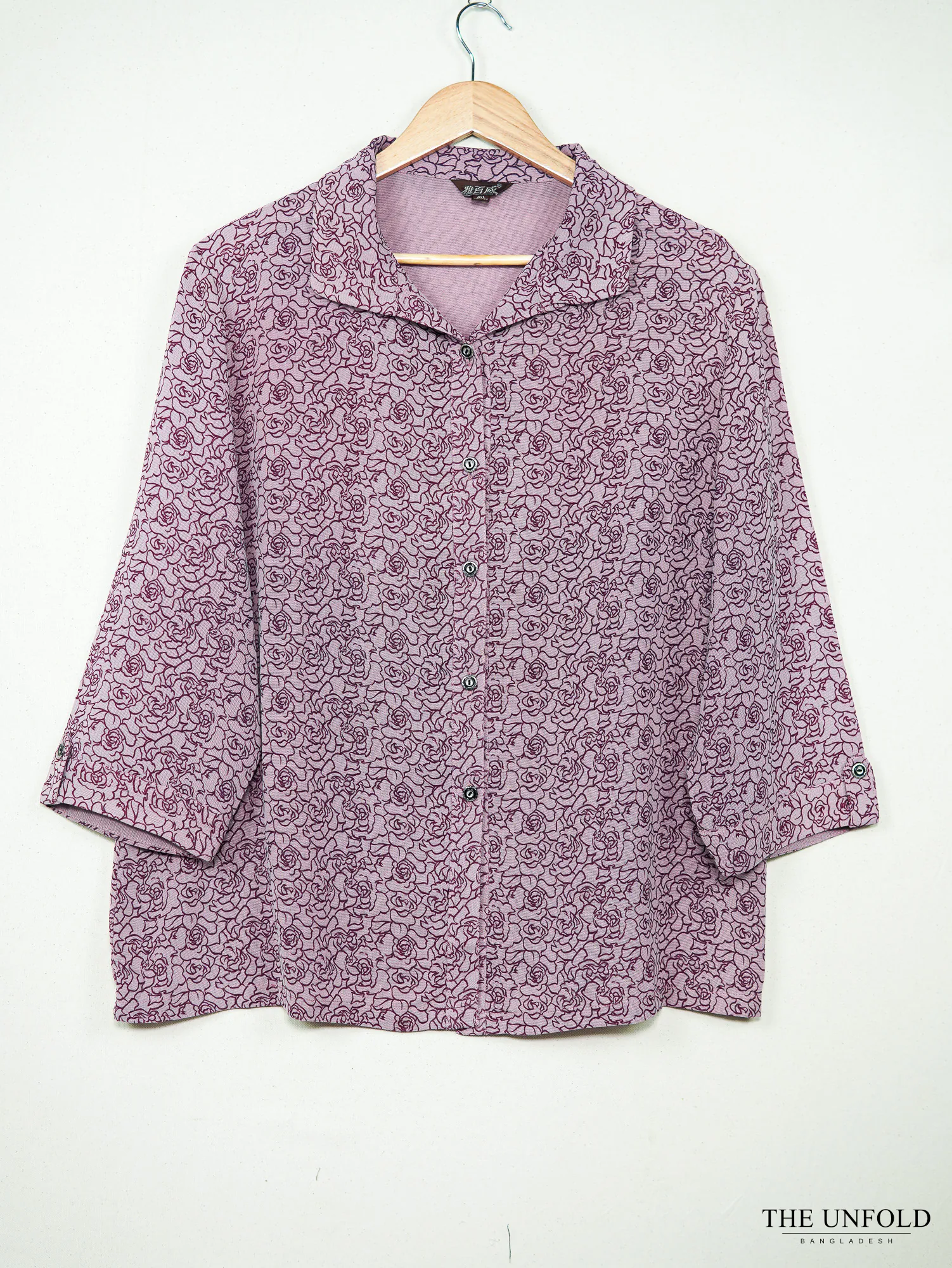 Women's Lavender Floral Collared Button-Up Shirt