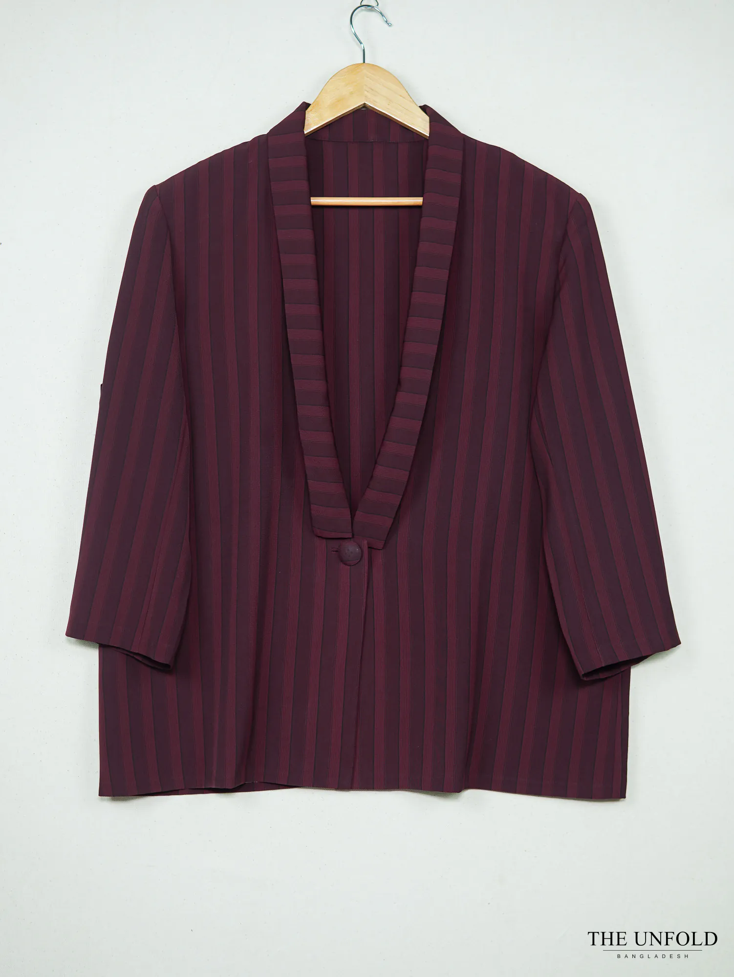 Women's Maroon Striped Blazer Jacket
