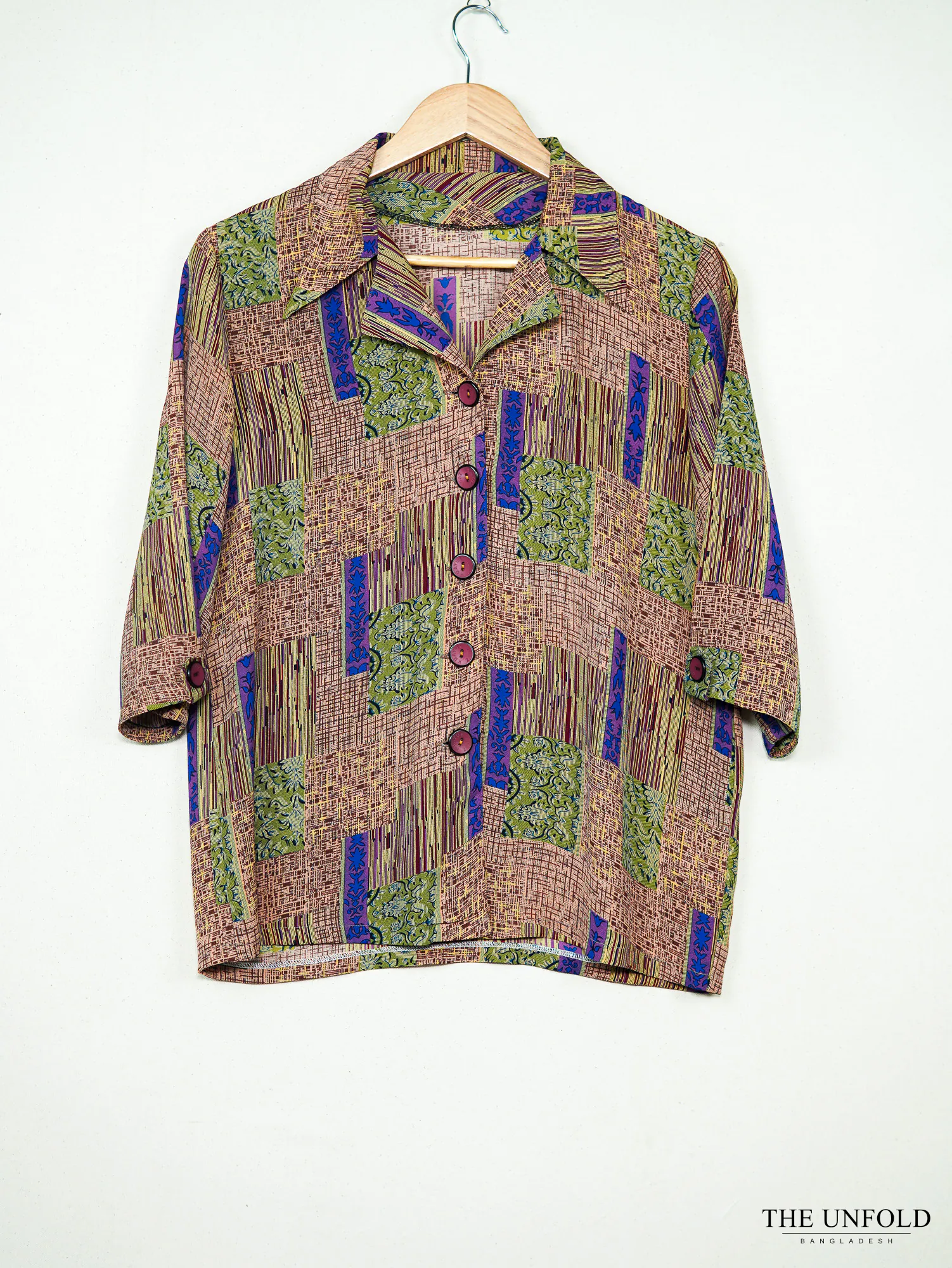 Women's Multicolor Printed Collared Button-Front Shirt