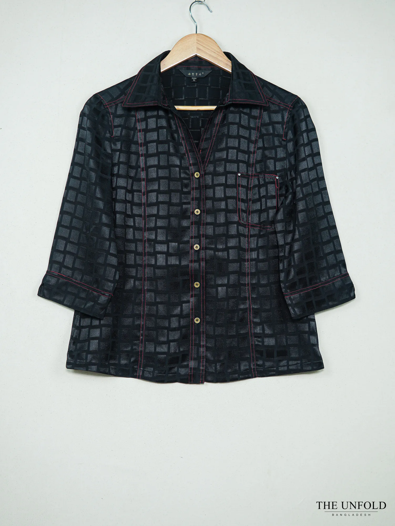 Women's Black Check Pattern Button-Up Shirt