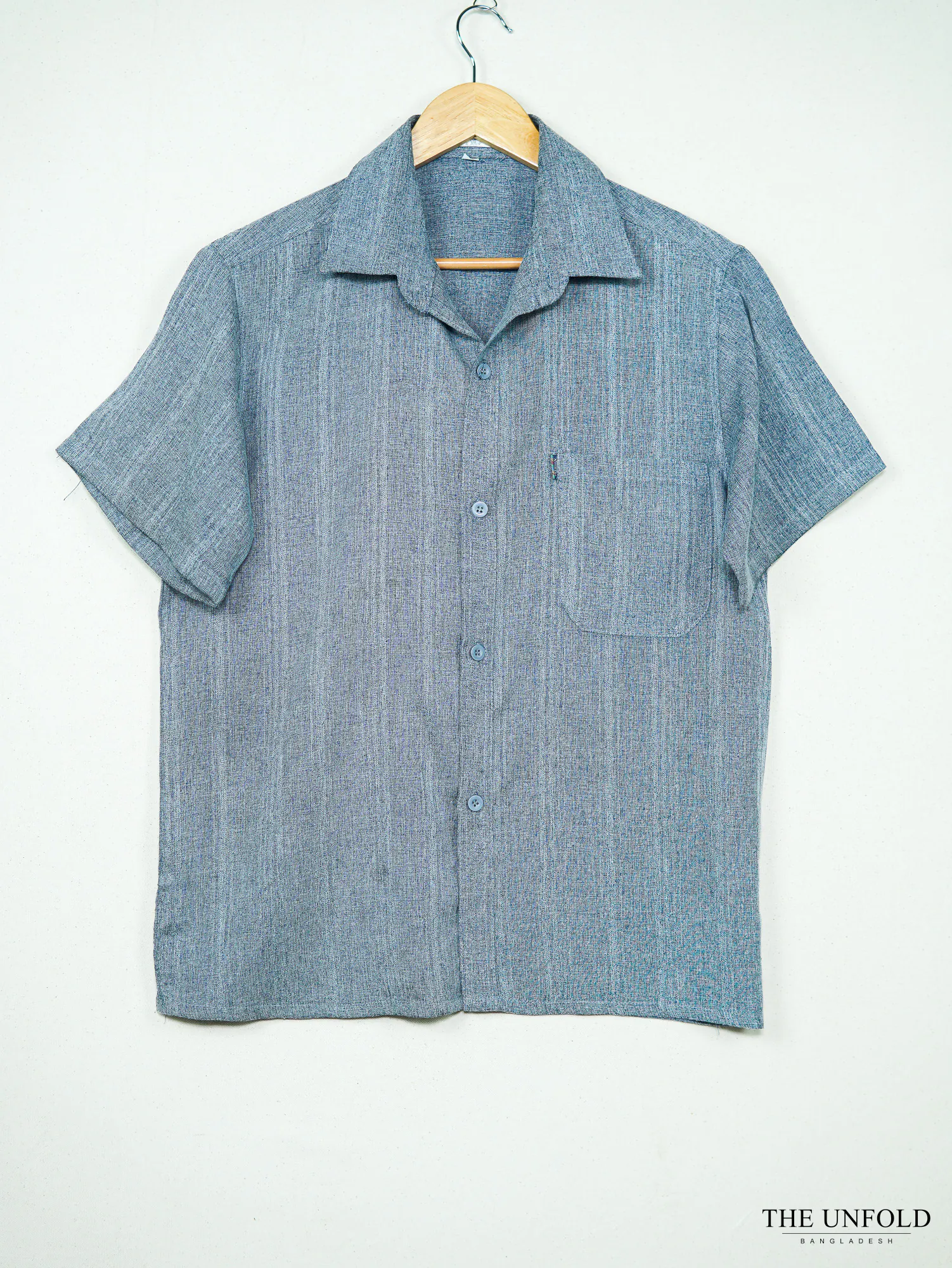Women's Blue Textured Camp Shirt