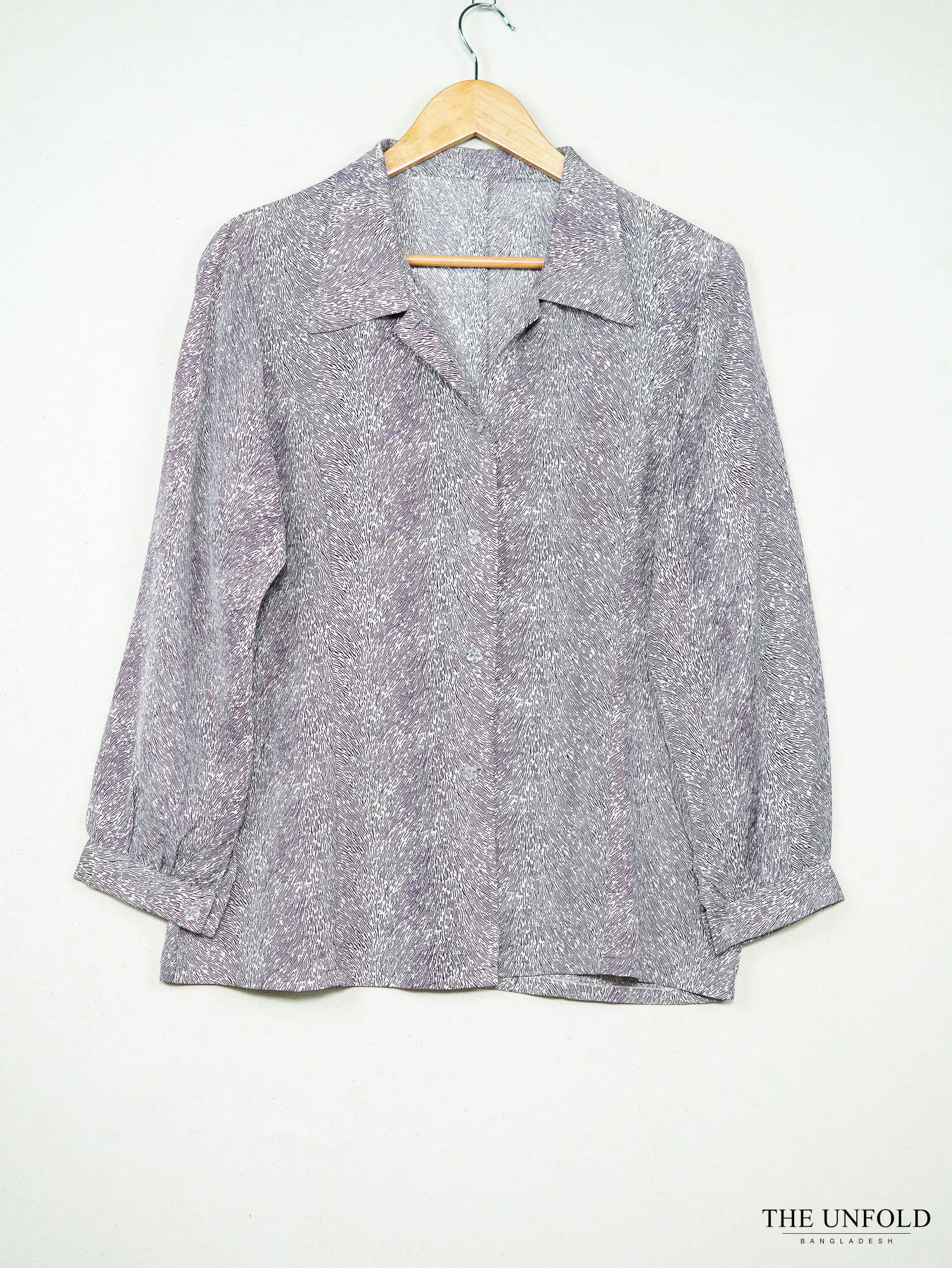 Women's Lavender Printed Collared Button-Front Shirt