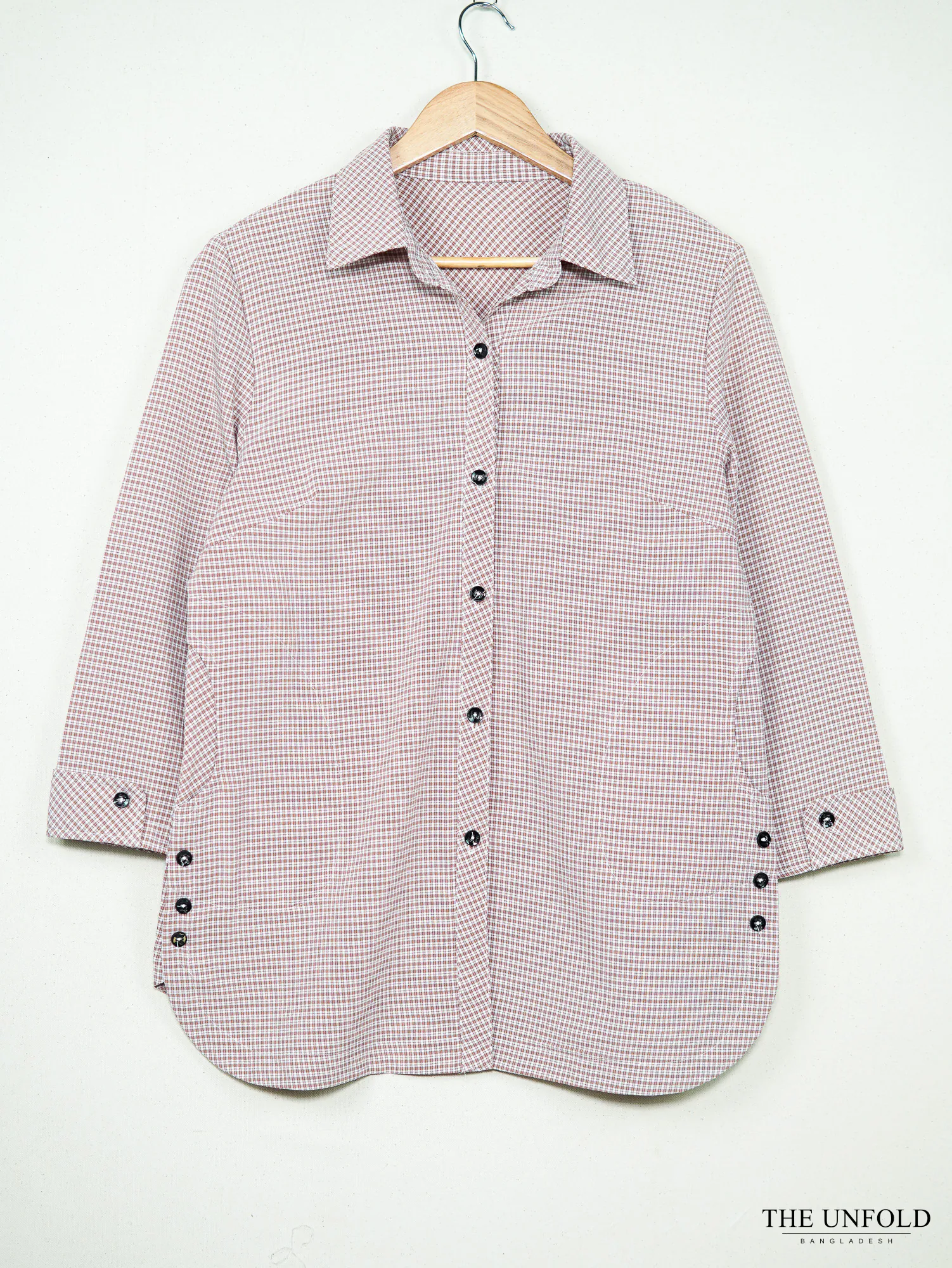 Women's Dusty Rose Check Button-up Shirt