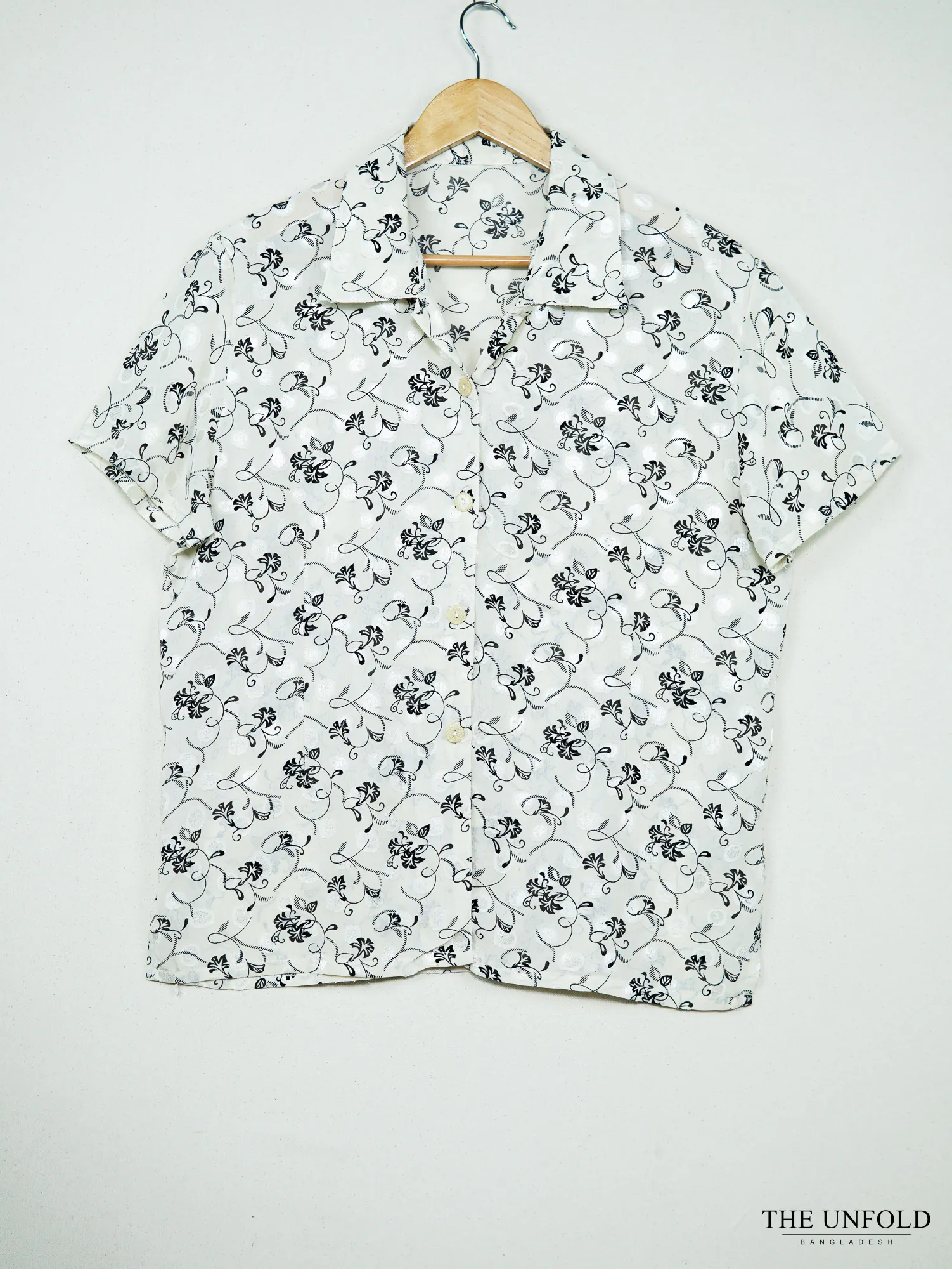 Women's White Floral Collared Shirt
