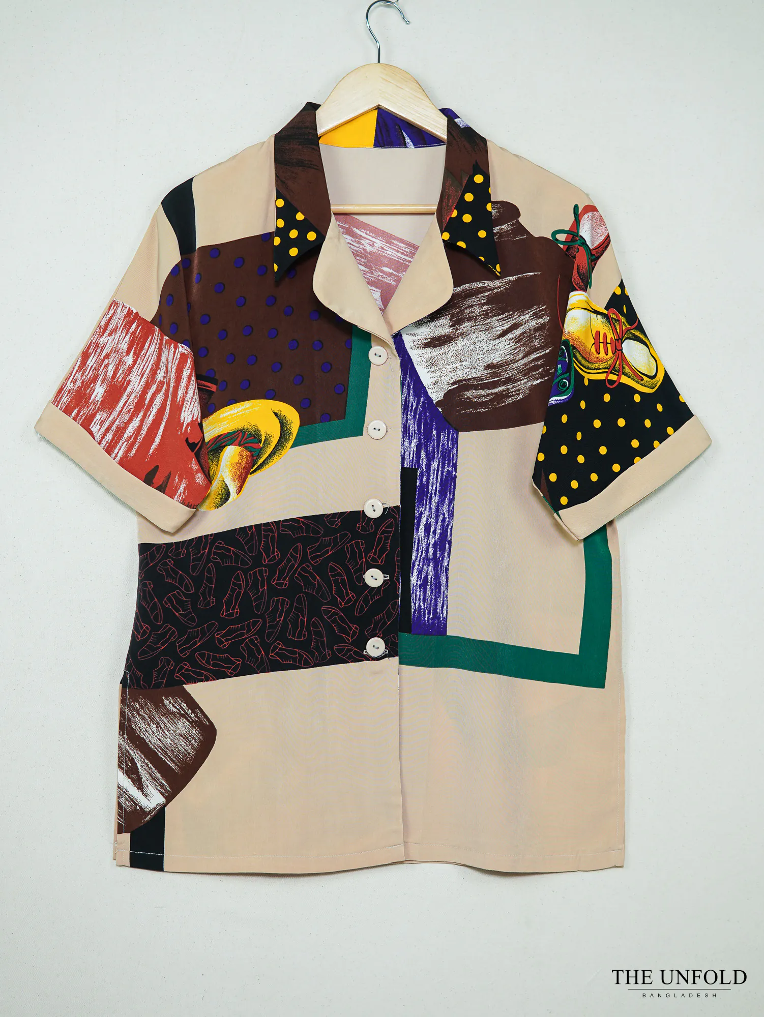 Women's Multi-color Printed Button-Up Shirt