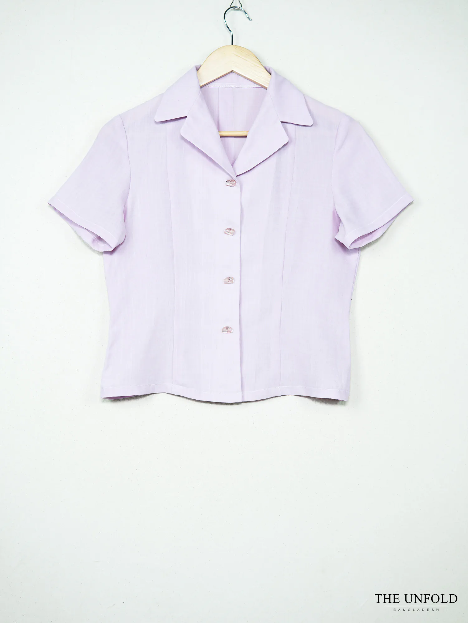 Women's Lavender Short Sleeve Collared Top