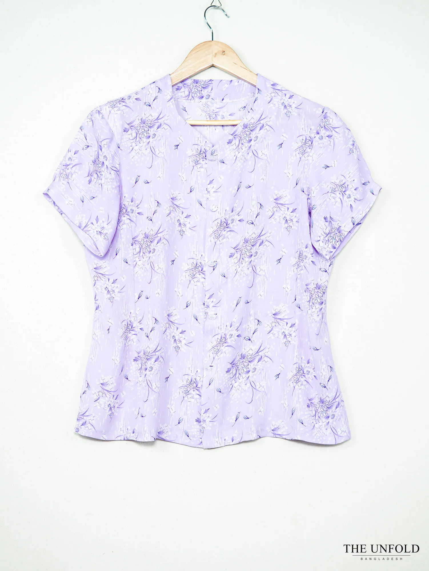 Women's Lavender Floral Short Sleeve Top