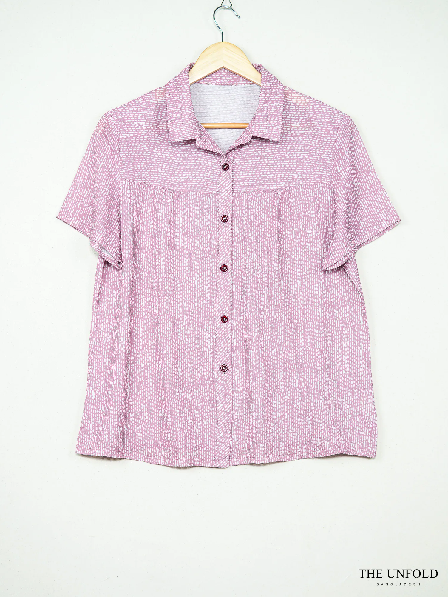 Women's Purple Short Sleeve Collared Shirt