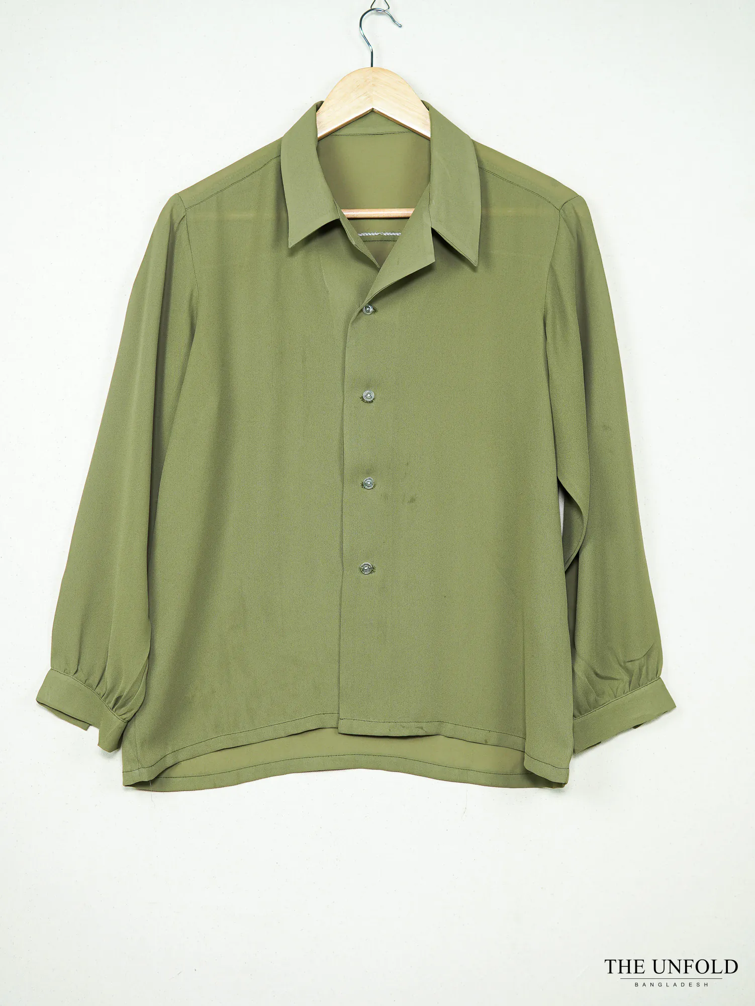 Women's Olive Green Relaxed Fit Collared Shirt