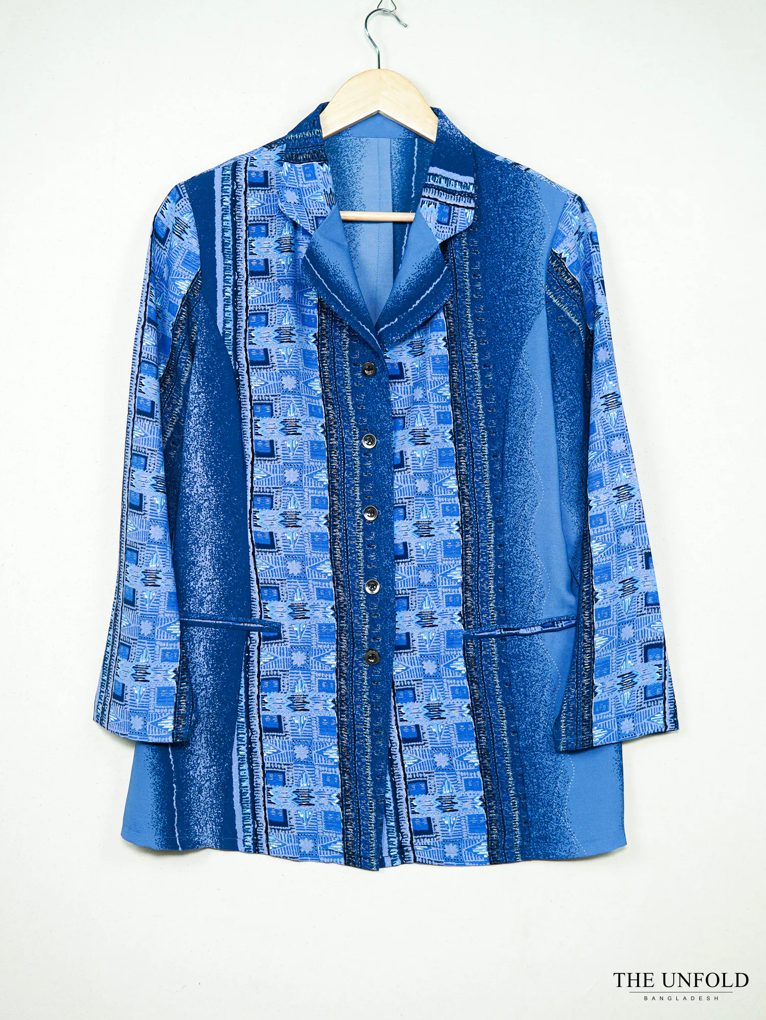 Women's Blue Printed Blazer