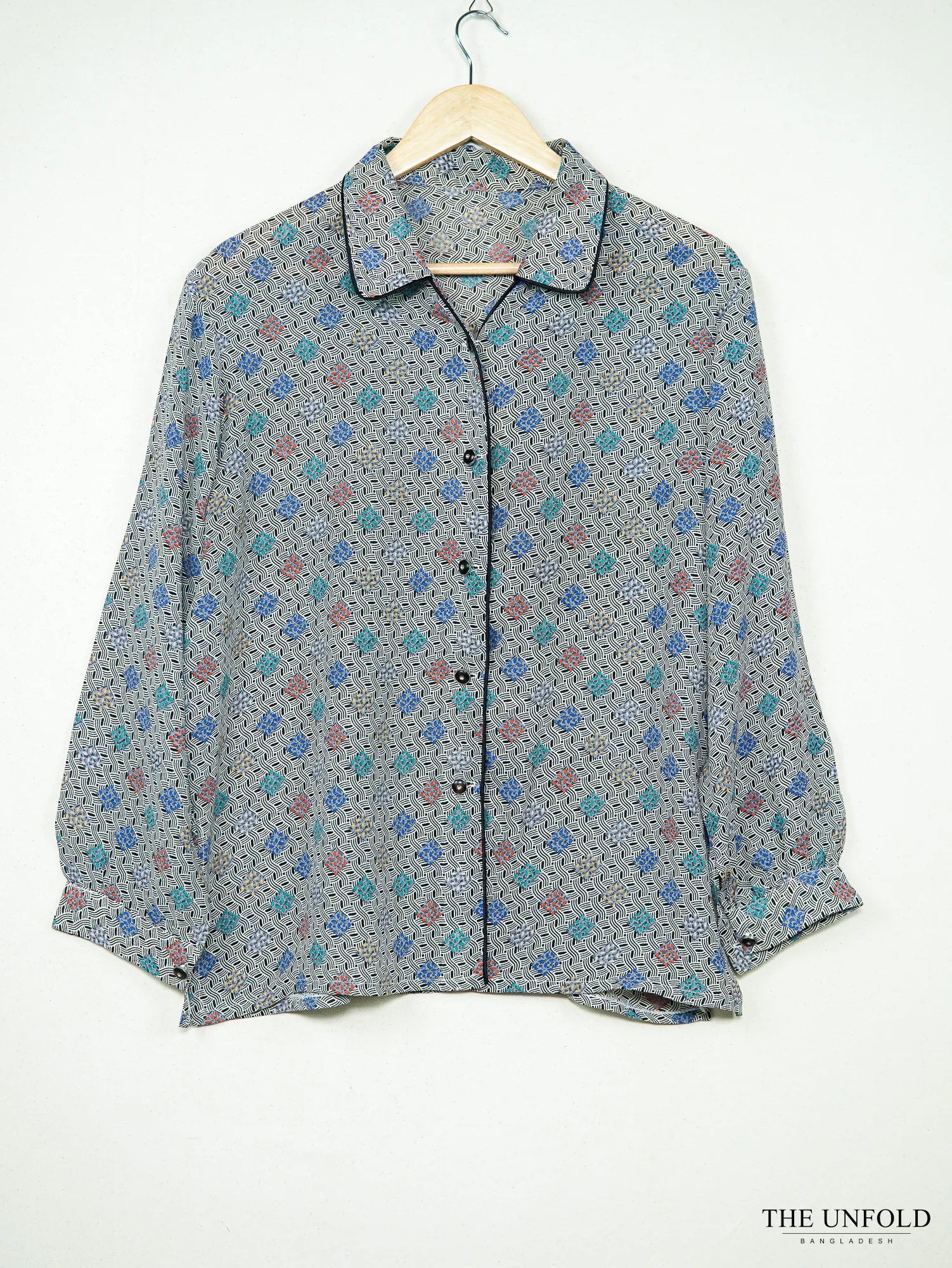 Women's Multi-color Printed Button-Up Shirt