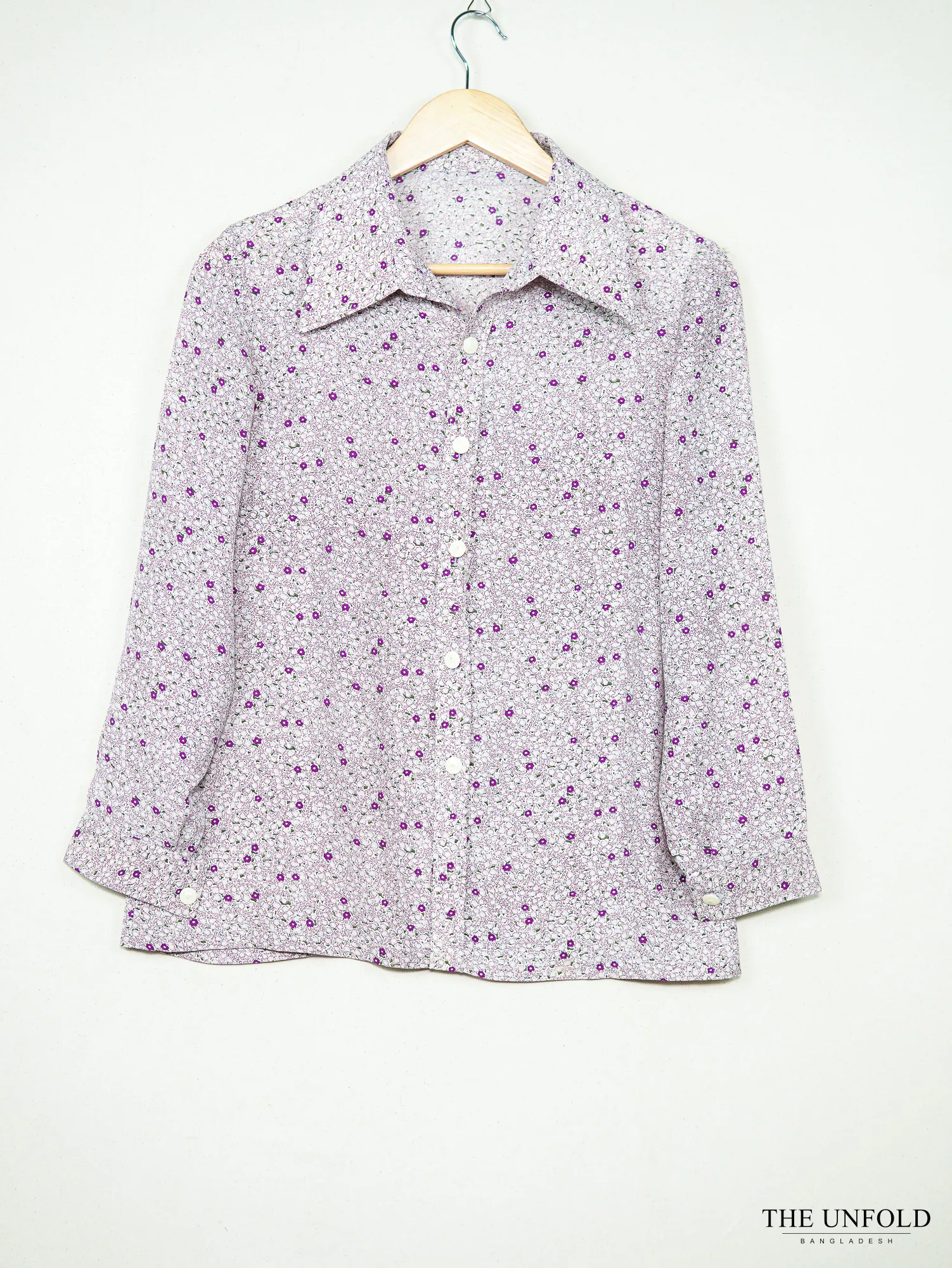 Women's Lavender Floral Button-Down Shirt