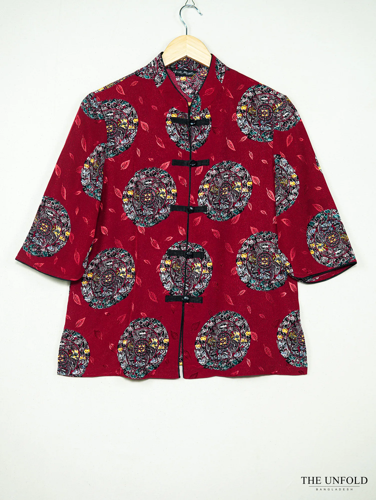 Women's Red Chinese Style Printed Top