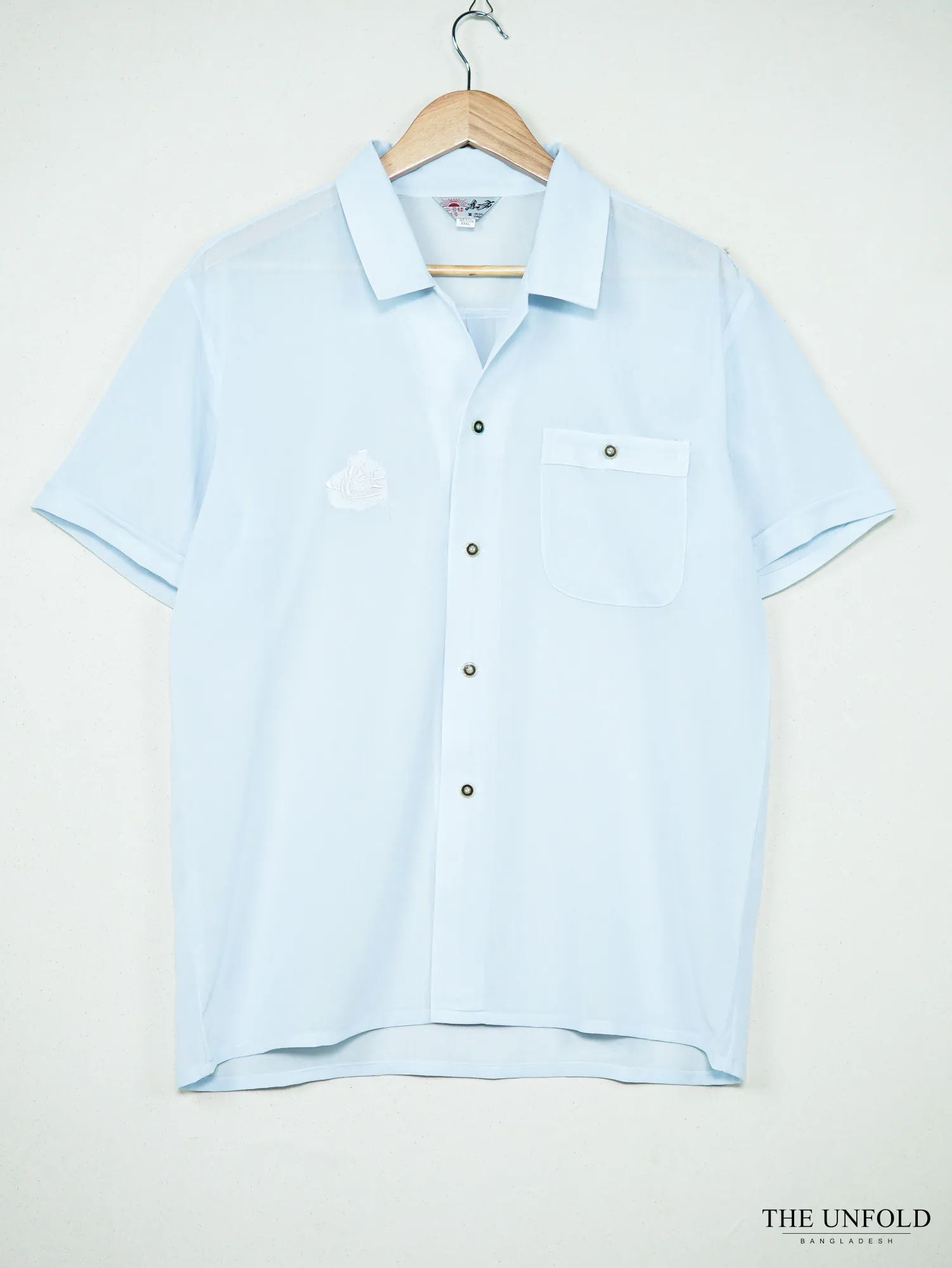 Women's Light Blue Short Sleeve Camp Shirt