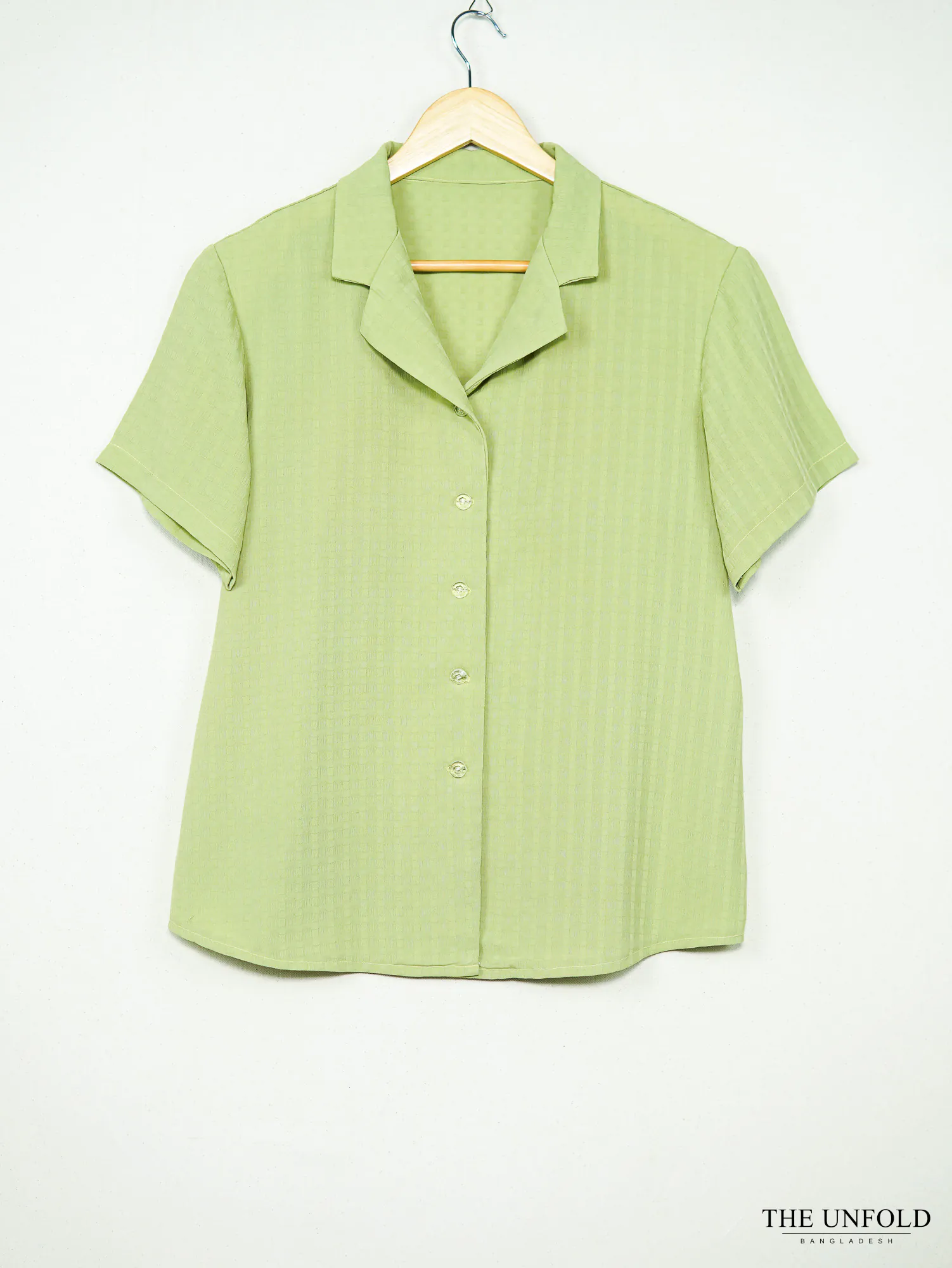 Women's Lime Green Short Sleeve Button-Front Shirt