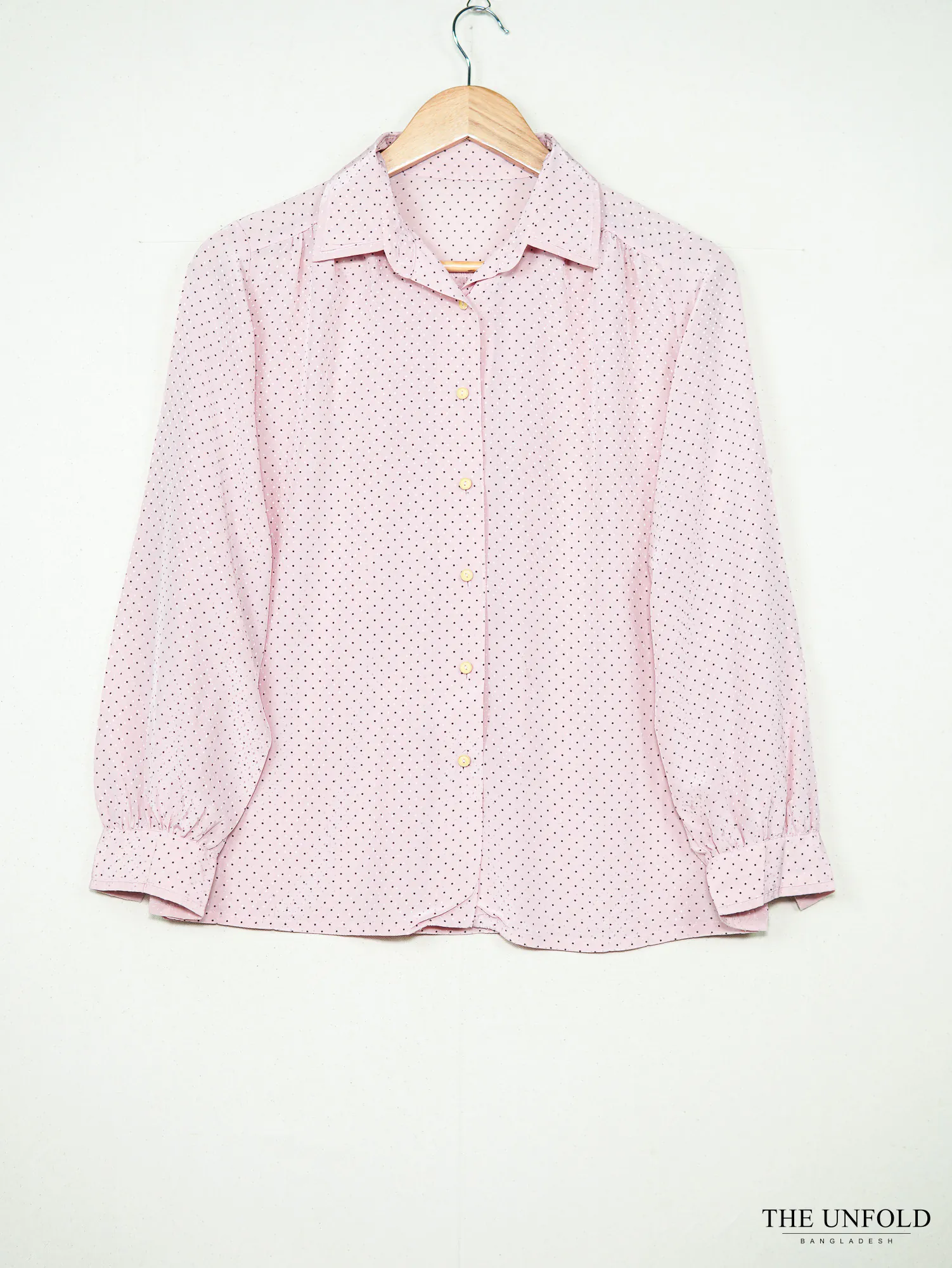 Women's Pink Polka Dot Button-front Shirt