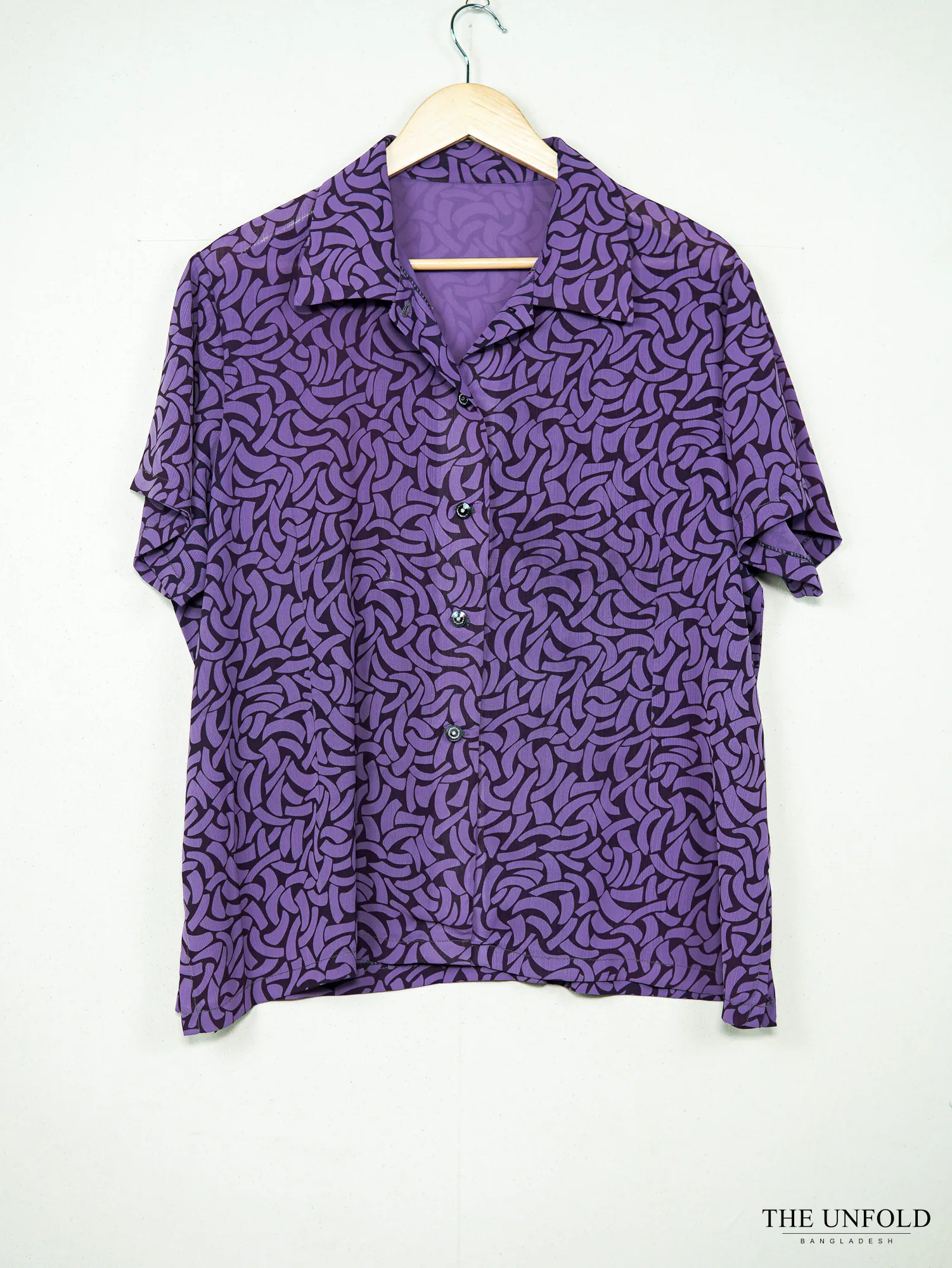 Women's Purple Printed Button-Up Shirt