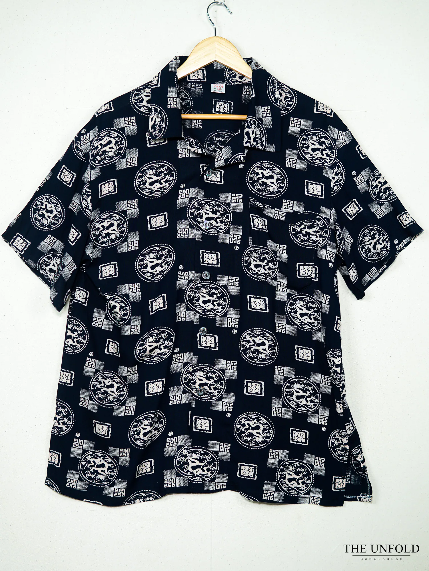 Women's Black Printed Button-Up Shirt